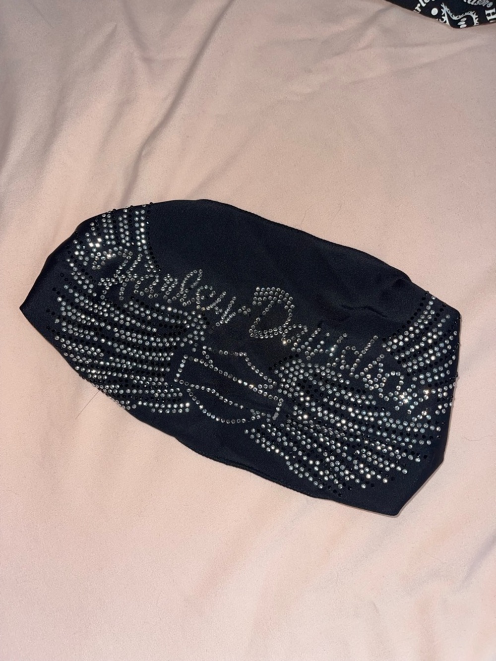 Harley-Davidson Black and White Bandana and Rhinestone stretch headband - Picture 2 of 6